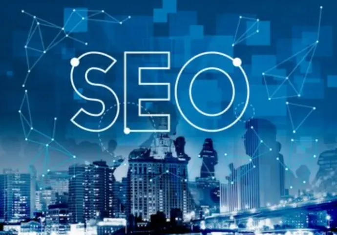 Blue SEO digital success graphic